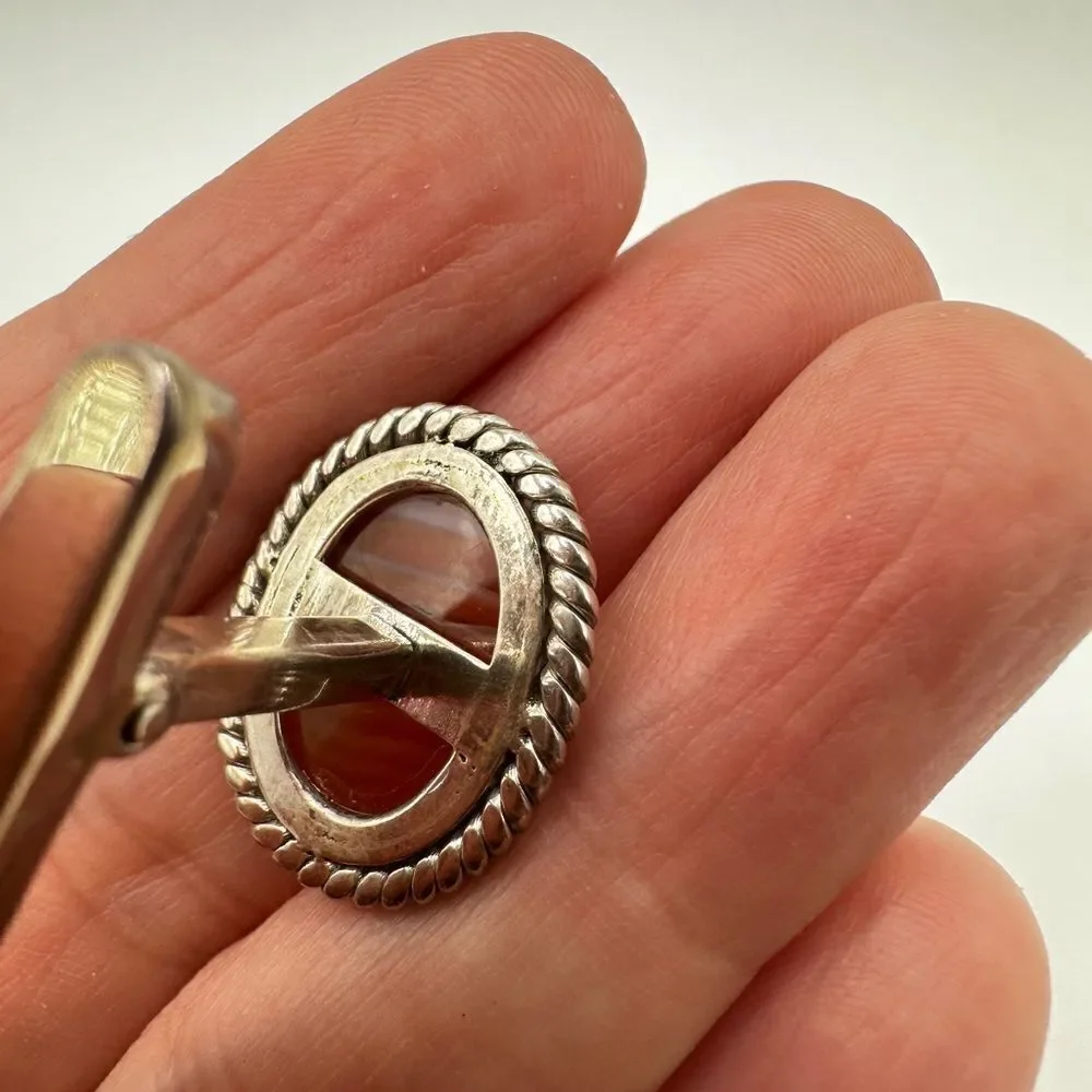 Genuine agate cuff links in solid Sterling silver, handmade in Pakistan